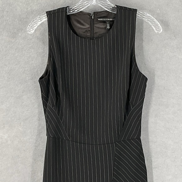 White House Black Market Dress Women 2 Asymmetric Sleeveless Pinstriped Career - Picture 4 of 14